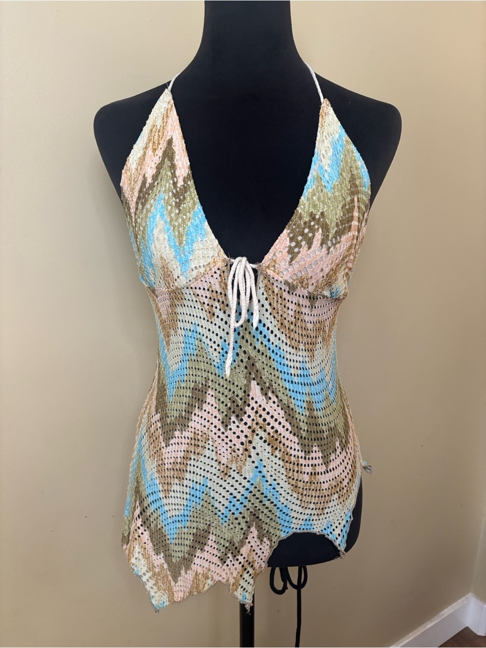 Y2K Brand 153 multi colored babydoll halter top